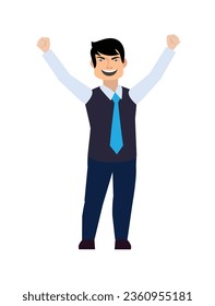 Cheerful Businessman celebrating his achievement and enjoying this moment