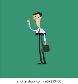 Cheerful businessman. Vector illustration.