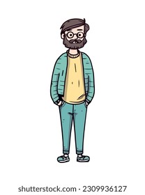 Cheerful businessman walking position character isolated