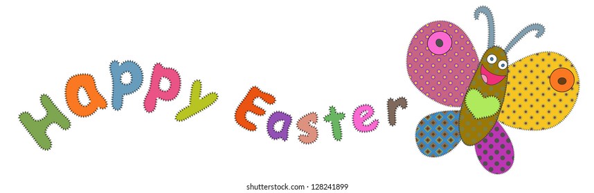 cheerful butterfly with horizontal Easter greeting