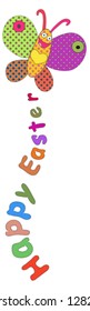 cheerful butterfly with vertical Easter greeting
