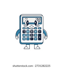 Carácter alegre de la calculadora en un ambiente de aprendizaje divertido - ilustración para la Educación y la Tecnología