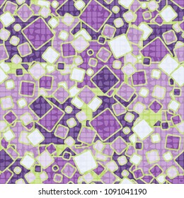 Cheerful camouflage from rounded squares, with a translucent additional pattern on top of the main one. Very fashionable seamless texture.