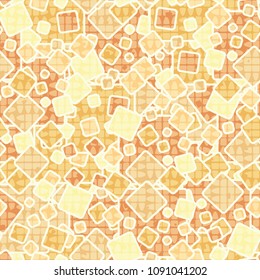 Cheerful camouflage from rounded squares, with a translucent additional pattern on top of the main one. Very fashionable seamless texture.