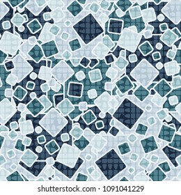 Cheerful camouflage from rounded squares, with a translucent additional pattern on top of the main one. Very fashionable seamless texture.