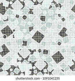 Cheerful camouflage from rounded squares, with a translucent additional pattern on top of the main one. Very fashionable seamless texture.