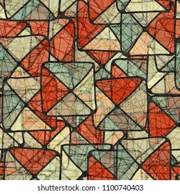 Cheerful camouflage. Seamless pattern. Color texture. Triangles and squares. Random network.