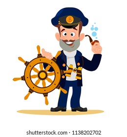 Cheerful captain. A template for a summer poster.