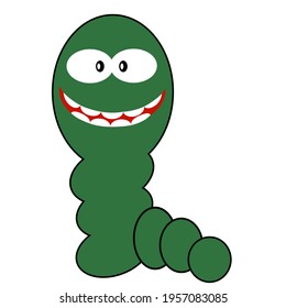 Cheerful Caracter Worm Icon Isolated on White Background. Vector Illustration