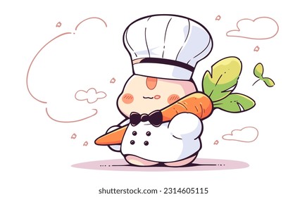 A cheerful carrot with a chef s hat