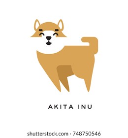 Cheerful cartoon akita inu character with happy muzzle