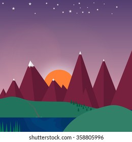 cheerful cartoon background. Minimalistic landscape nature