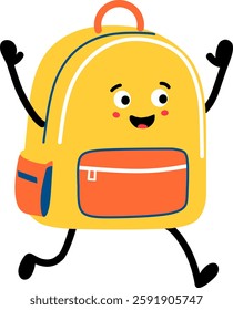 Cheerful Cartoon Backpack Character for Back to School and Education Concept