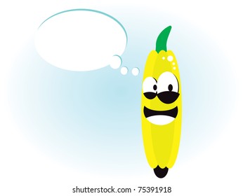 Cheerful Cartoon banana talking