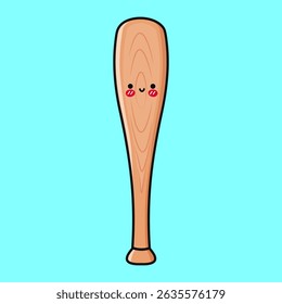 A cheerful cartoon Baseball Bat with a smiling face, perfect for fun sports illustrations.