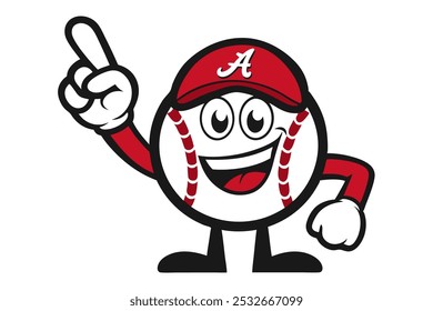 Cheerful Cartoon Baseball Mascot with Foam Finger Illustration