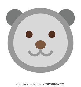 A cheerful cartoon bear face with a warm smile and endearing expression
