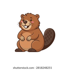 A cheerful cartoon beaver character design for nature, wildlife, and educational projects.