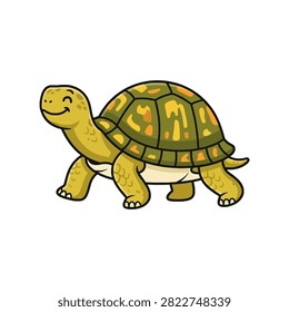 A cheerful cartoon box turtle vector graphic.