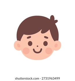 Un muchacho alegre de la historieta con una expresión feliz en una ilustración de la etiqueta engomada 2D