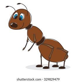 cheerful cartoon brown ant. vector illustration