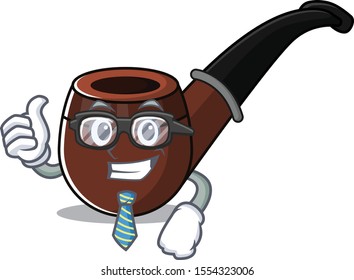 cheerful cartoon the of businessman smoke pipe