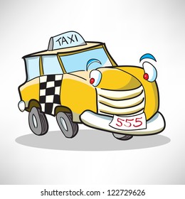 Cheerful Cartoon Car Taxi Stock Vector (Royalty Free) 122729626 ...