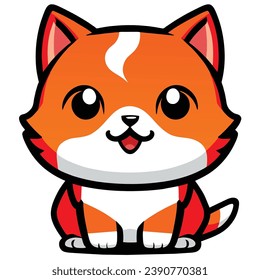 Cheerful Cartoon Cat - Delightful Smiling Feline Illustration