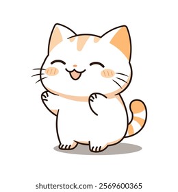 A cheerful cartoon cat illustration, showcasing a happy and playful kitten. The cat's expression is full of joy and happiness