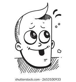 Animação animada alegre ilustração de personagem com um design charmoso e humorístico, mostrando expressões faciais divertidas. Ideal para projetos criativos, histórias infantis ou conceitos divertidos.