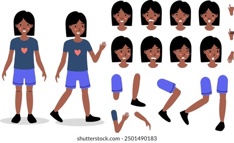A cheerful cartoon character showcasing various expressions and poses for animation purposes