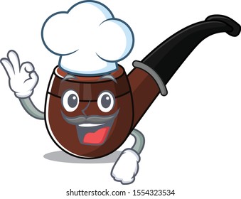 cheerful cartoon the of chef smoke pipe