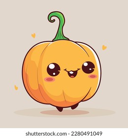 cheerful cartoon chibi kawaii pumpkins