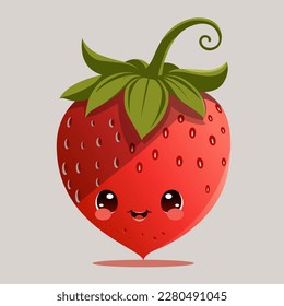 cheerful cartoon chibi kawaii strawberry