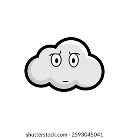 A cheerful cartoon cloud with a happy face, perfect for weather-related designs, children's illustrations, or playful graphics.