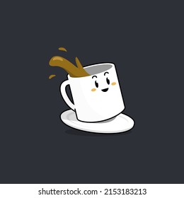 cheerful cartoon coffee cup vector