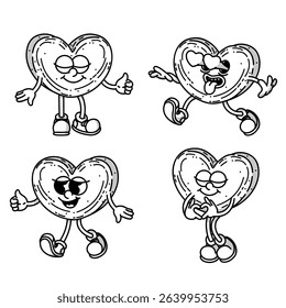 Cheerful cartoon cookie biscuit mascot character with thumbs up, rock gesture. Bakery menu symbol