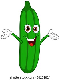 Cheerful Cartoon Cucumber Raising His Hands Stock Vector (Royalty Free ...