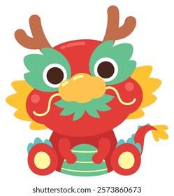 Cheerful Cartoon Cute red dragon Character