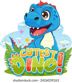 Cheerful cartoon dinosaur with a cute expression