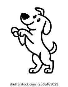 Cheerful Cartoon Dog Standing on its Hind Legs