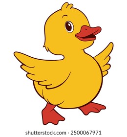 Cheerful Cartoon Duckling Illustration for Kids' Tales