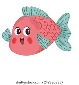 cheerful cartoon fish, the perfect addition to brighten up any space! With its big, friendly smile and vibrant colors, this delightful character brings joy and whimsy to your home or office