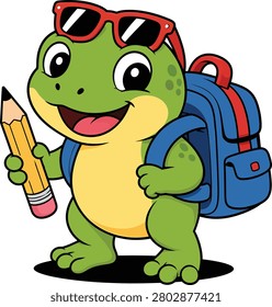 A cheerful cartoon frog