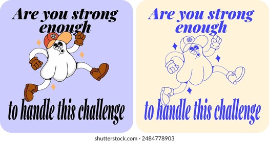 Cheerful cartoon ghost illustration, accepting its passing. Theme.Overcoming life's obstacles to avoid regret.