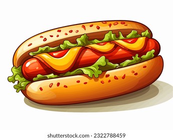 A cheerful cartoon hot dog with toppings