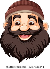 A cheerful cartoon illustration of an elderly man wearing a beanie hat, with a smiling face and a beard