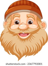 A cheerful cartoon illustration of an elderly man with a beard and beanie hat