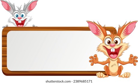 A cheerful cartoon illustration of a funny rabbit with bright colors