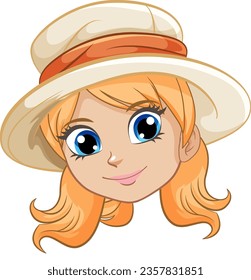 A cheerful cartoon illustration of a woman wearing a hat